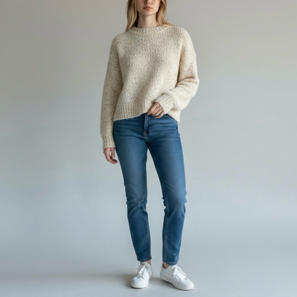 Philosophy Textured Crewneck Sweater Women’s Size L Cream Cozy NWT